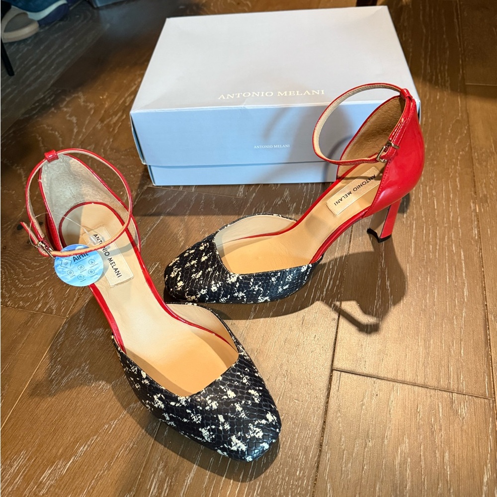 Antonio Melani Red and Black Patterned Heels